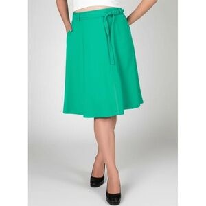 Graff Skirt Womens Green 70s Vintage Wrap A-Line Belted Bohemian Retro